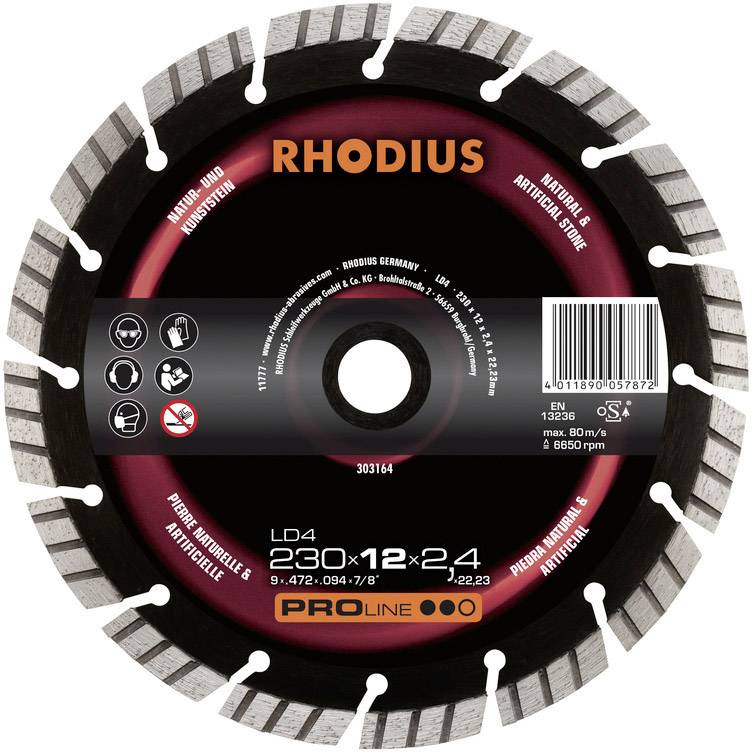 Rhodius 303161 LD4 Tarcza tnąca diamentowa Średnica 125 mm Średnica otworu 22.23 mm naturalny kamień 1 szt. - obrazek 1