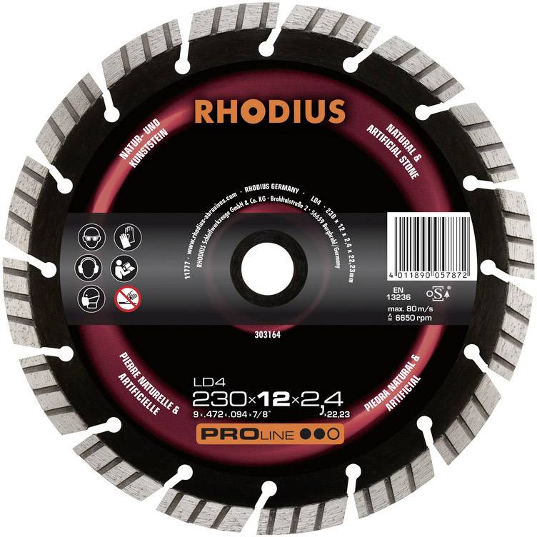 Rhodius 303163 LD4 Tarcza tnąca diamentowa Średnica 180 mm Średnica otworu 22.23 mm naturalny kamień 1 szt. - obrazek 1