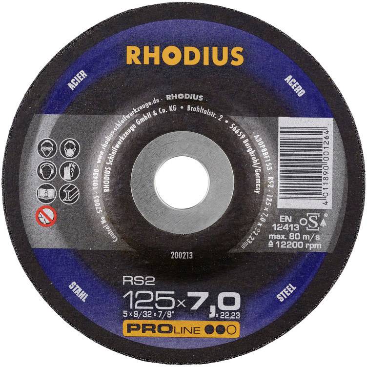 Rhodius 200274 RS2 Tarcza tnąca wygięta Średnica 230 mm Średnica otworu 22.23 mm stal 1 szt. - obrazek 1
