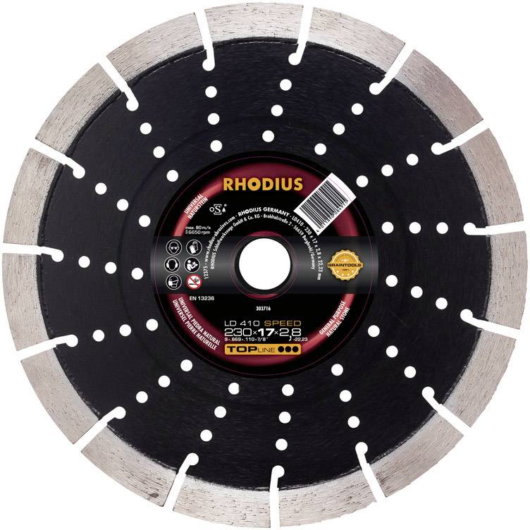 Rhodius 303716 LD410 SPEED Tarcza tnąca diamentowa Średnica 230 mm Średnica otworu 22.23 mm naturalny kamień 1 szt. - obrazek 1