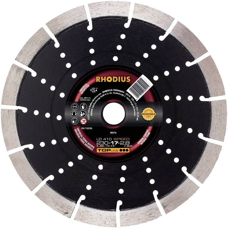 Rhodius 303715 LD410 SPEED Tarcza tnąca diamentowa Średnica 180 mm Średnica otworu 22.23 mm naturalny kamień 1 szt. - obrazek 1