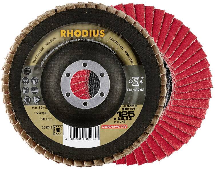 Rhodius 208744 JUMBO SPEED Tarcza lamelkowa Średnica 115 mm Średnica otworu 22.23 mm Wielkość ziarna 60 stal nierdzewna - obrazek 1