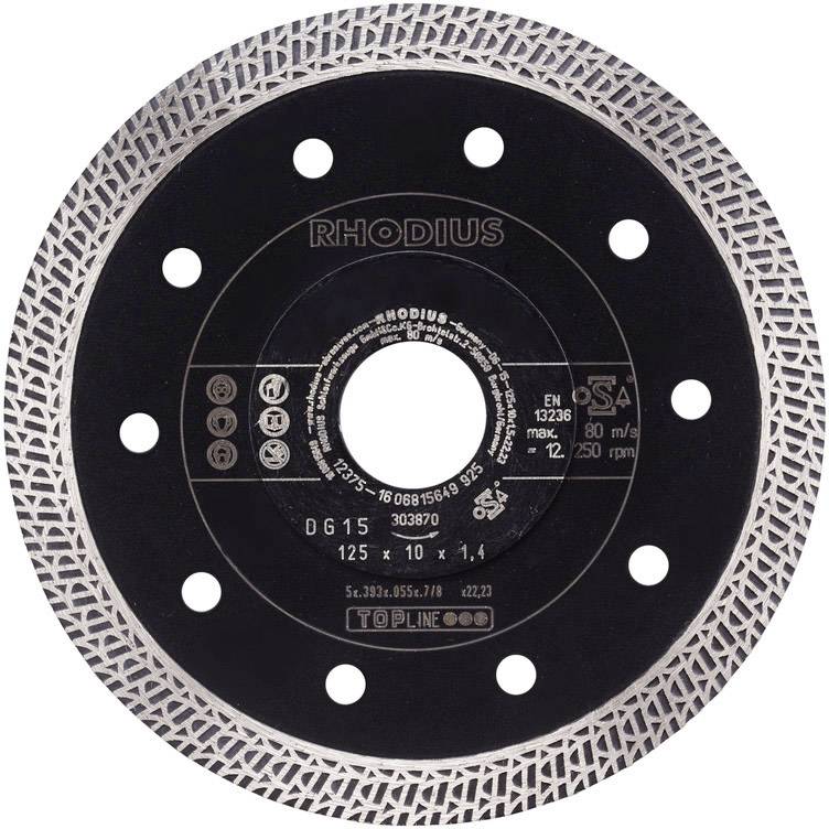 Rhodius 303870 DG15 Tarcza tnąca diamentowa Średnica 125 mm Średnica otworu 22.23 mm płytka ceramiczna, ceramika 1 szt. - obrazek 1