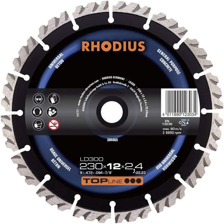 Rhodius 304462 LD300 Tarcza tnąca diamentowa Średnica 125 mm Średnica otworu 22.23 mm beton 1 szt. - obrazek 1
