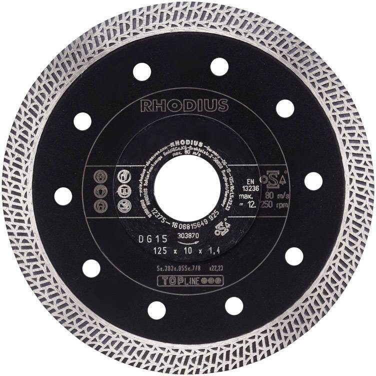Rhodius 303900 DG15 Tarcza tnąca diamentowa Średnica 115 mm Średnica otworu 22.23 mm płytka ceramiczna, ceramika 1 szt. - obrazek 1