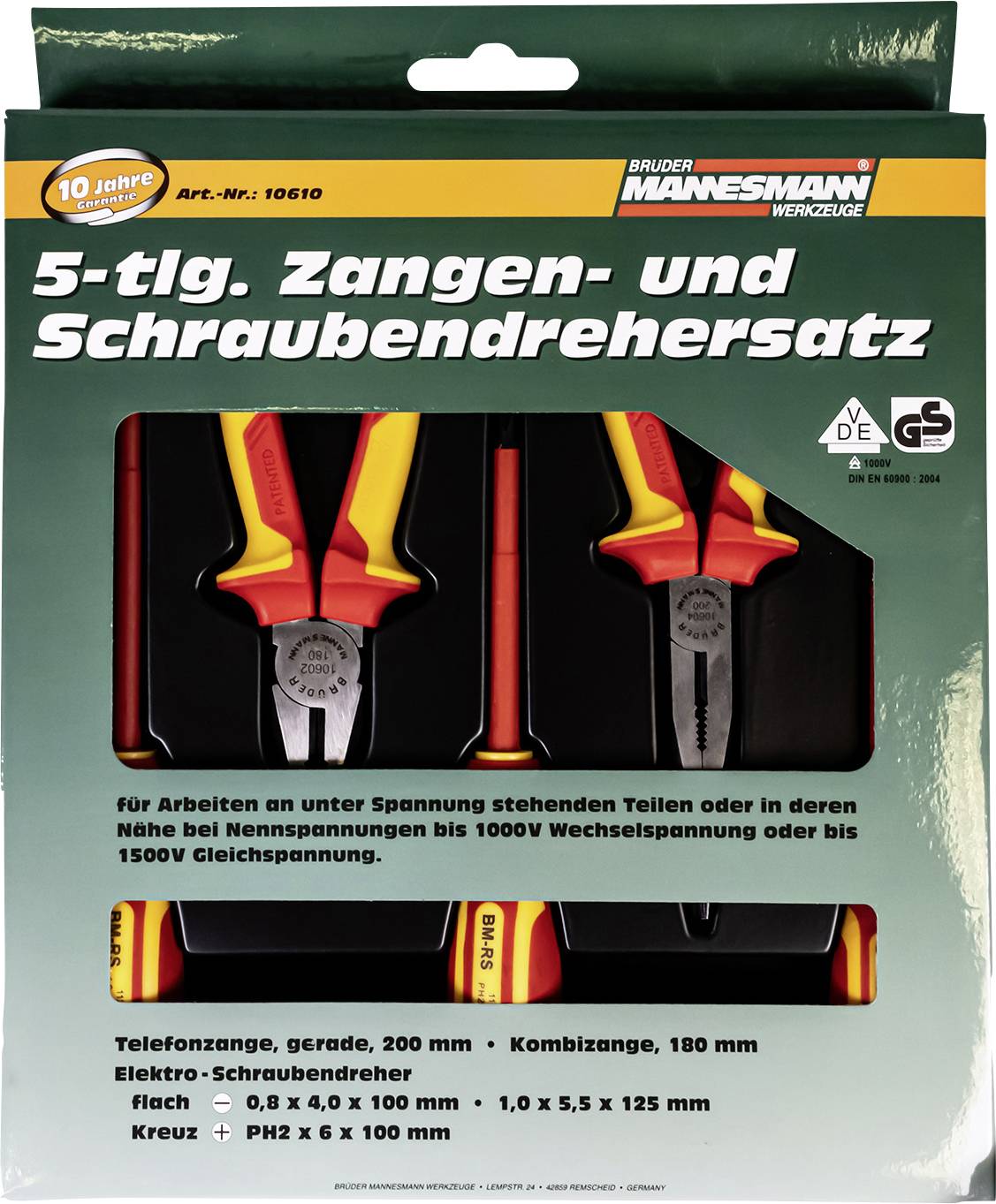 Zestaw szczypiec Brüder Mannesmann M10610, VDE, 5 szt. - obrazek 1